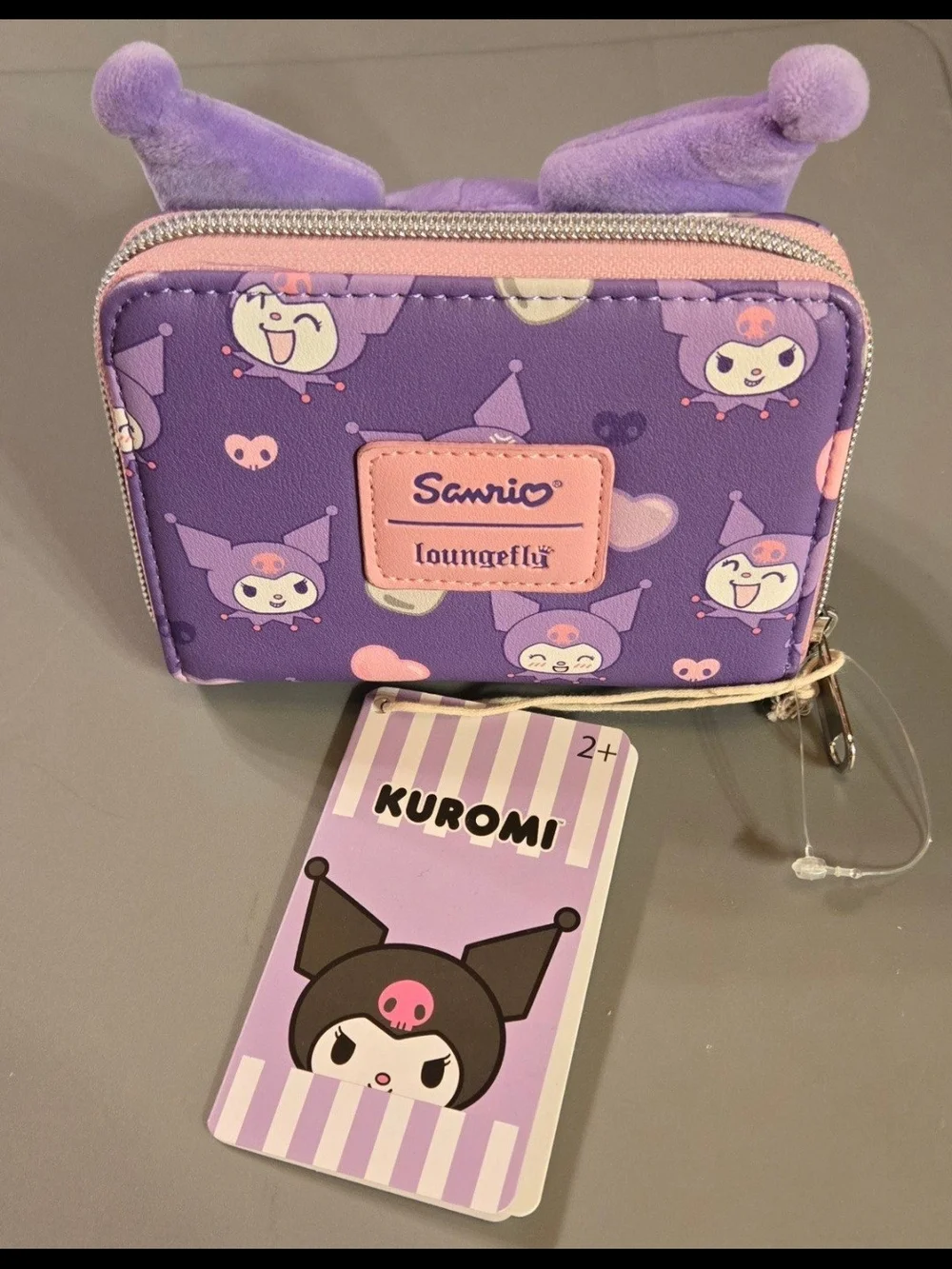 Loungefly Kuromi Plush Face Purple Wallet